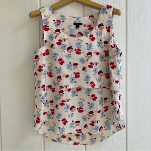 Ann Taylor Floral Top - Red and Blue